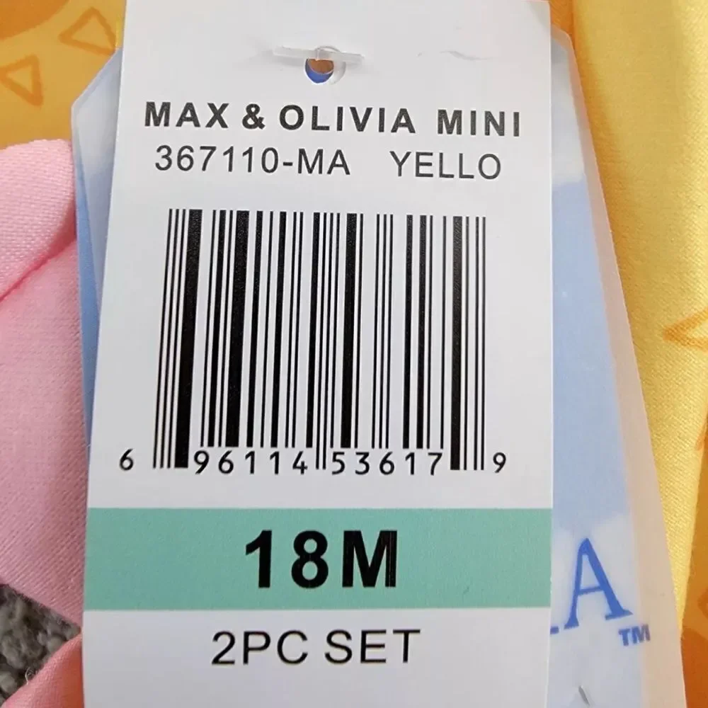 NWT Max & Olivia Baby Girls Snug Fit One Piece with Feet Yellow Pink - 18M